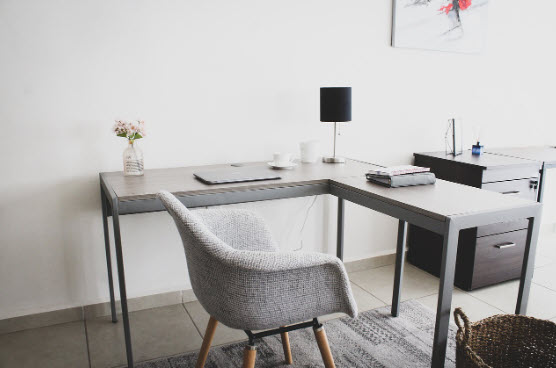 desk in a small home office